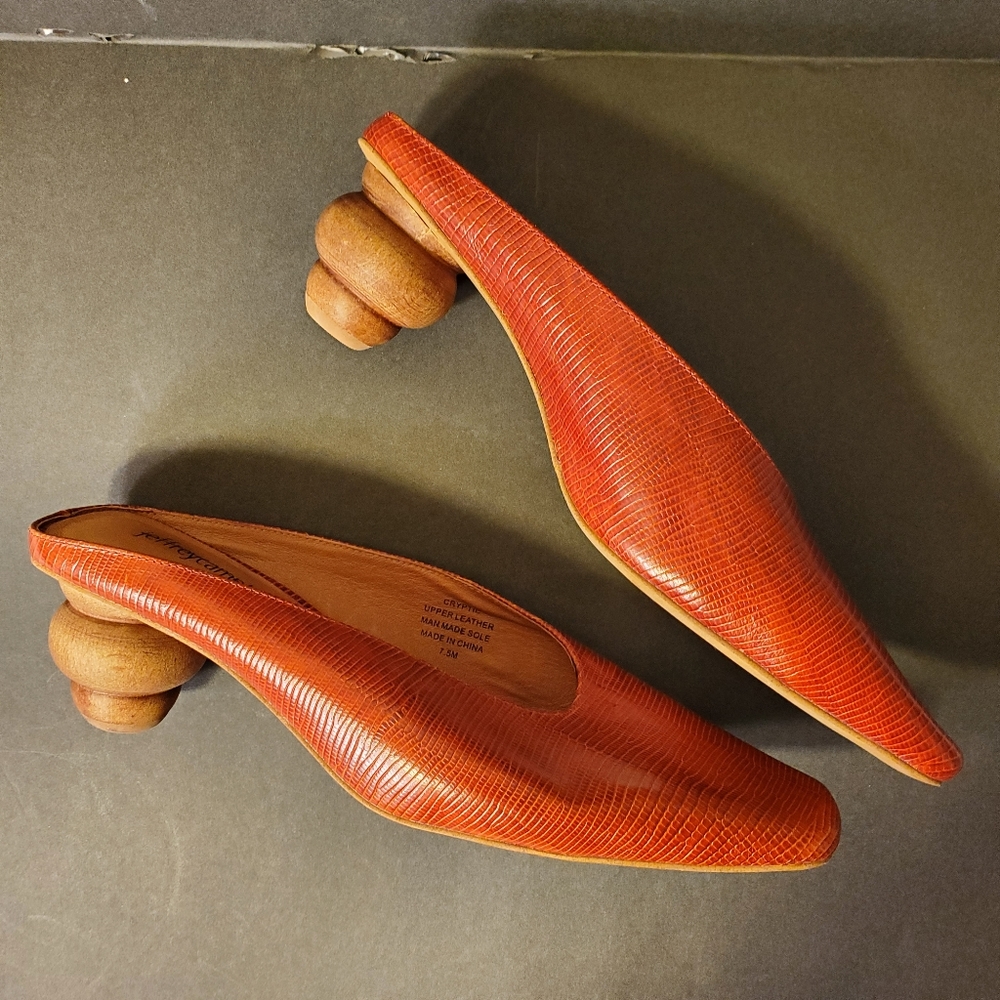 Jeffrey Campbell Red Rouge Wooden Knob Heel Shoes - Picture 3 of 9